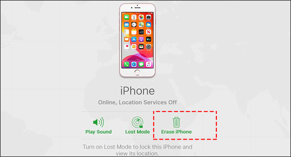 erase disabled iphone via icloud