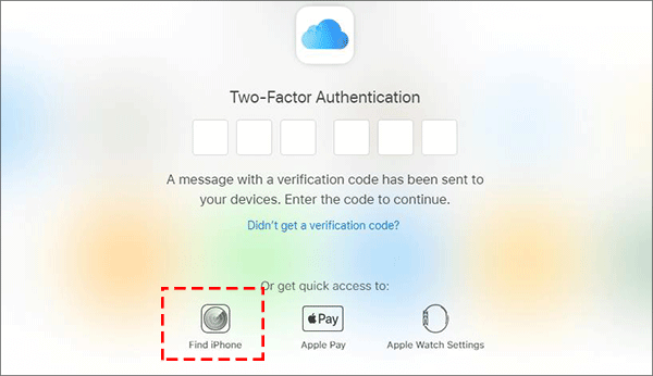 click Find iPhone when ask for authentication