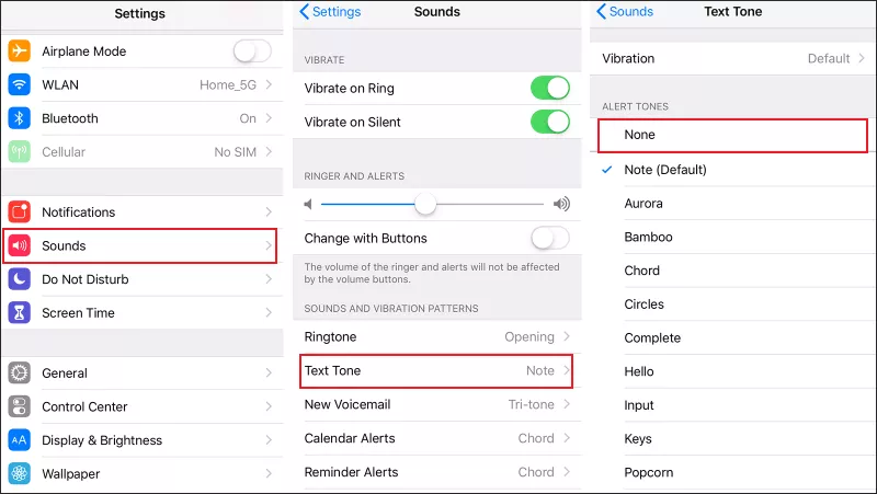 Set Text Tone to None