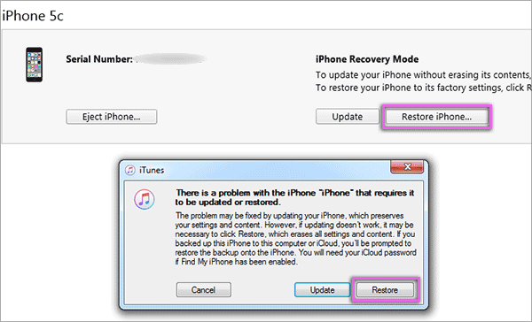 restore iPhone by iTunes