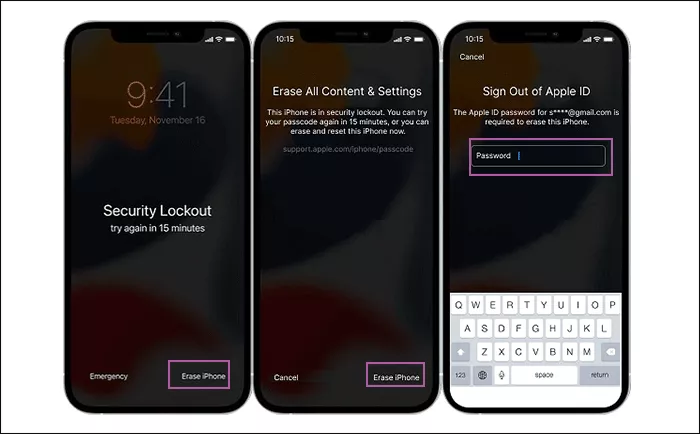 unlock locked iPhone with Erase iPhone option