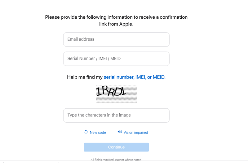 request Activation lock support on Apple website