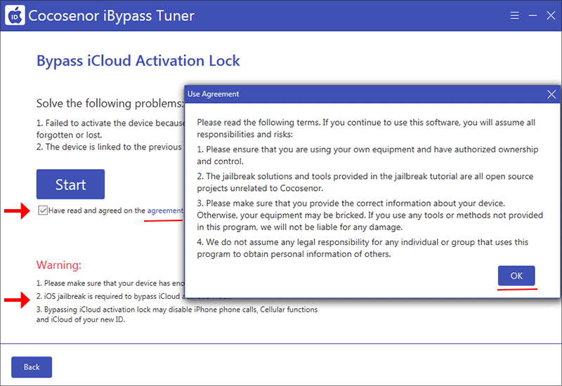 read agreement and warning items