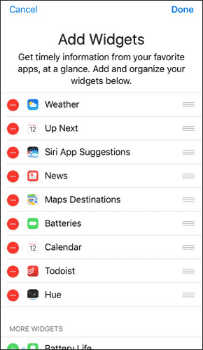 delete widgets