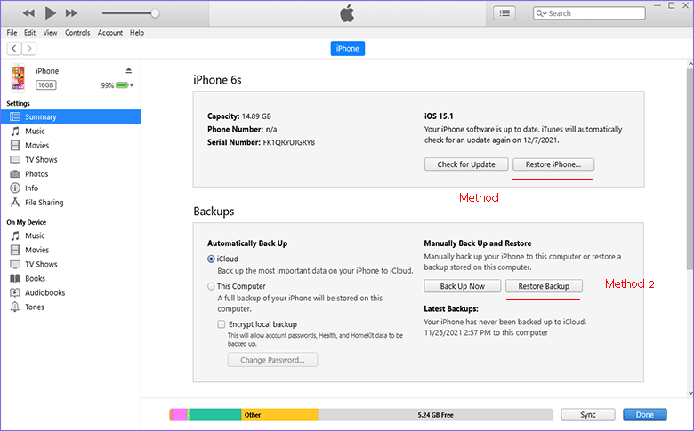 2 methods with itunes