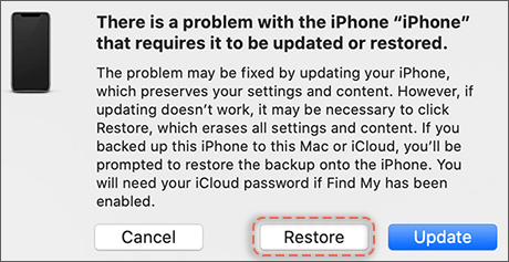 click restore to remove apple id