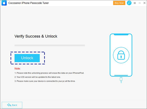 click Unlock to remove screen lock