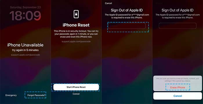 iPhone reset to remove screen lock