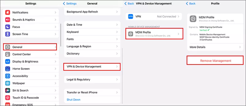 remove MDM from iPhone settings