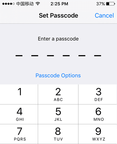 set a passcode on iphone