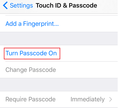 turn passcode on