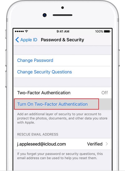 turn on two-factor authentication