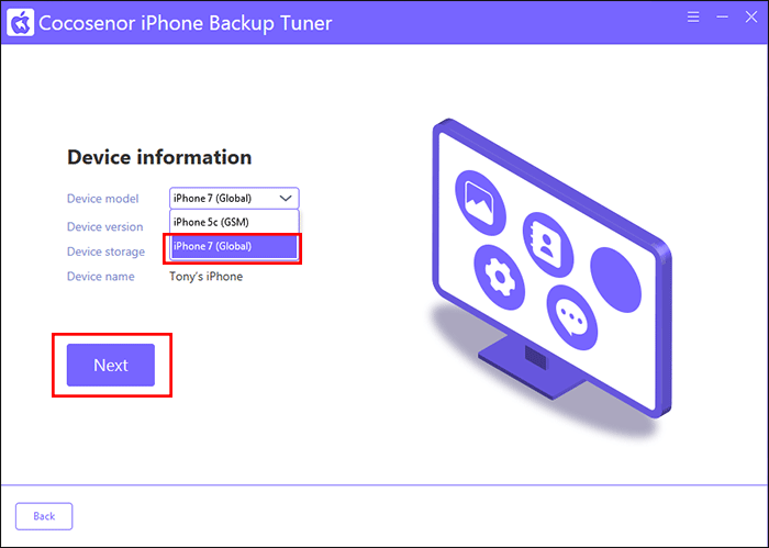 select new iPhone for restoraion