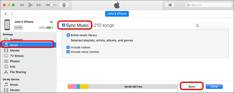 sync iTunes music to iPhone
