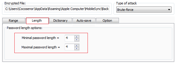 set password length