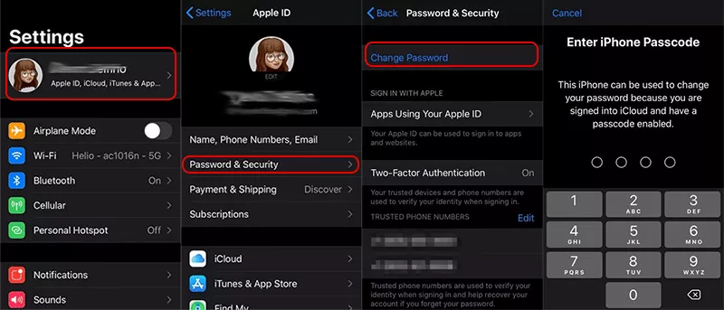 change Apple ID password on a trusted device