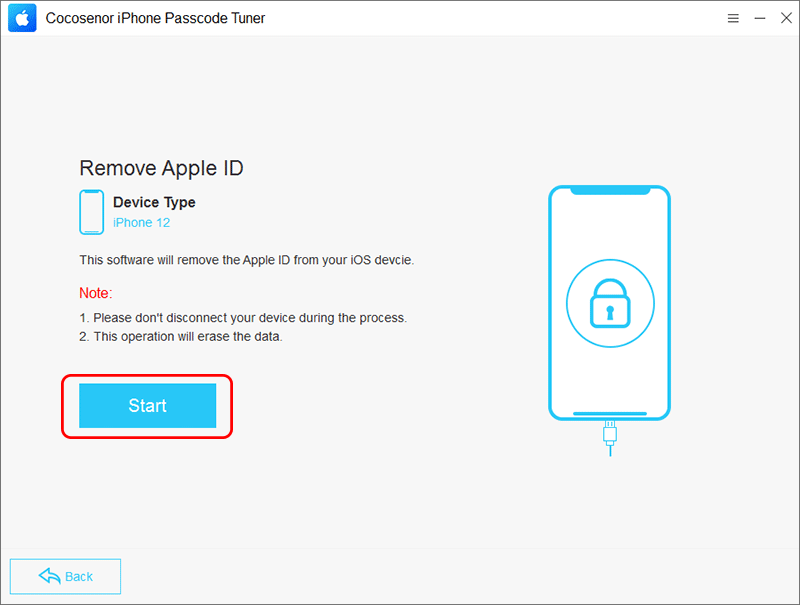 detect iPhone model and click Start