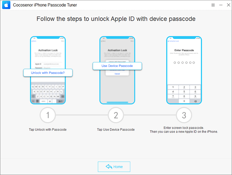 instructions to unlock Apple ID with device passcode