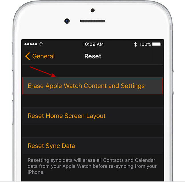 erase apple watch content and settings
