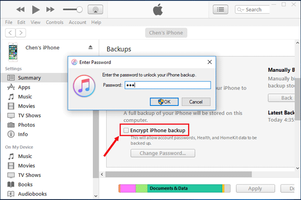 unlock itunes backup