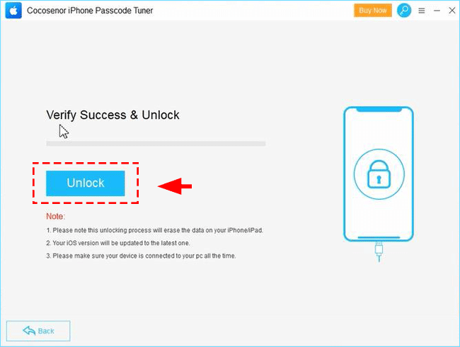 click Unlock to remove locked password