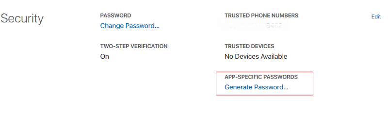 generate password in security section