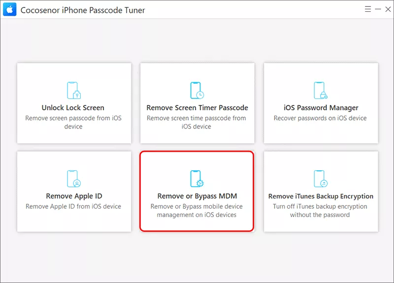 choose Remove or Bypass MDM