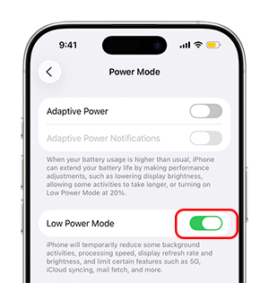 turn off Low Power Mode