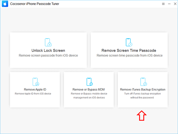 choose the option Remove iTunes Backup Encryption