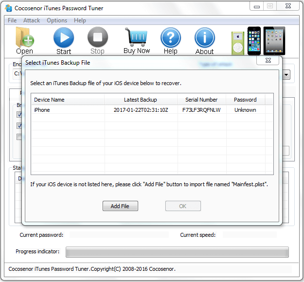 import encrypted iTunes Backup