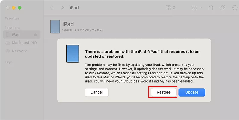 restore iPad in recovery mode