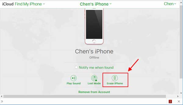 reset iphone from find iphone