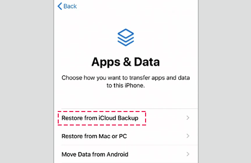 restore iPhone from iCloud backup