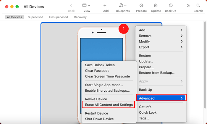 hit on Erase All Content and Settings