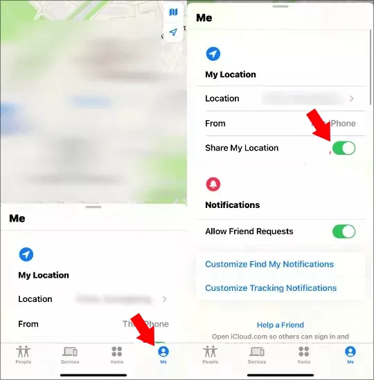 turn off share my location