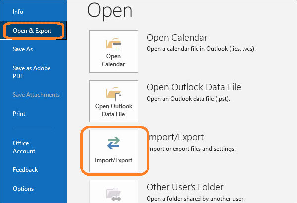 open and export