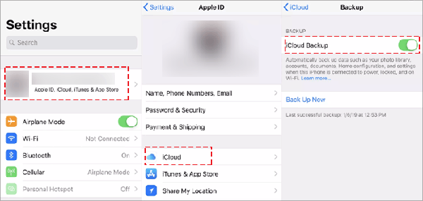 turn off iCloud backup