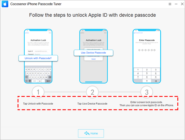 Guides to unlock Apple ID with device passcode