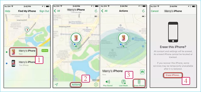 unlock a disabled iPhone via another iPhone Find My iPhone app