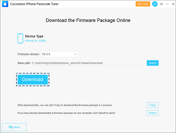 download firmware pachage to unlock iPhone