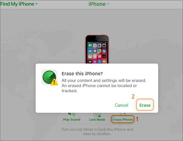 erase iphone by iCloud