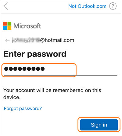 hotmail password