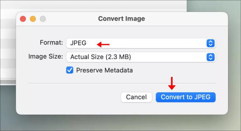 click Convert to JPG