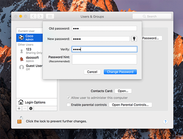 how to recover admin password on mac