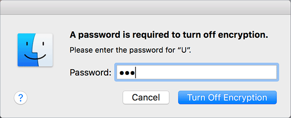  enter password tp turn off encryption of USB drive