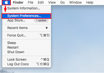 click on system preferences