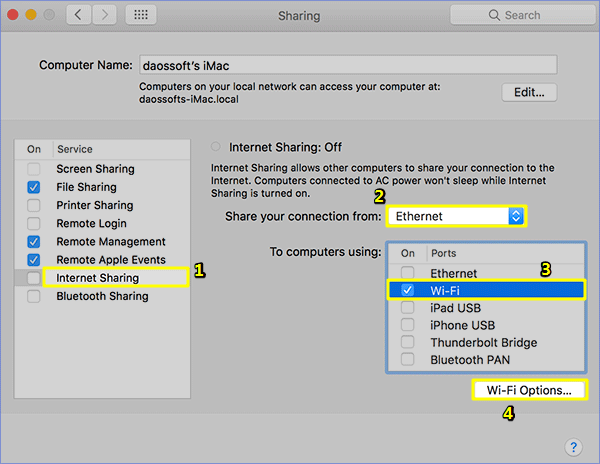 share Ethernet to iPhone via wifi 