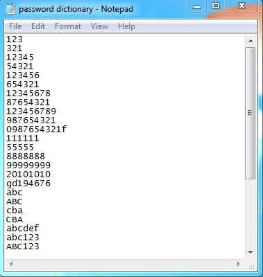 create a password dictionary