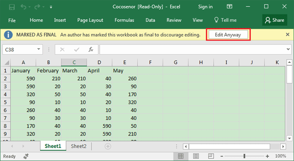 change read only in excel for mac