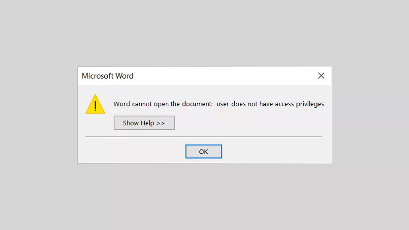 User does not have access privileges